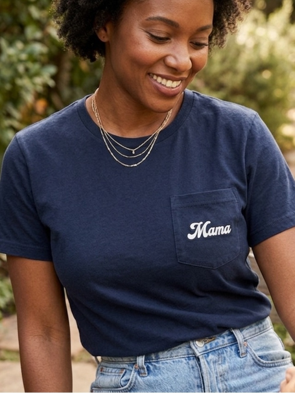 Mama Printed Pocket Graphic Tee - Size M/L (See Measurements)